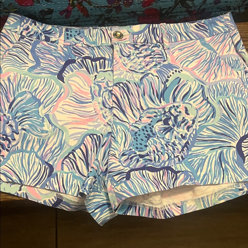 Lilly Pulitzer High Waist Shorts in Blue and Pink